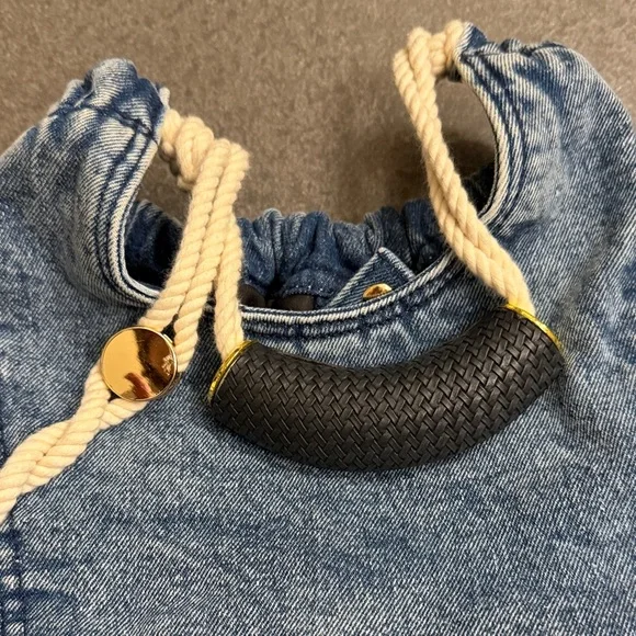 Denim Shoulder Bag with Rope Handle - Picture 6 of 6